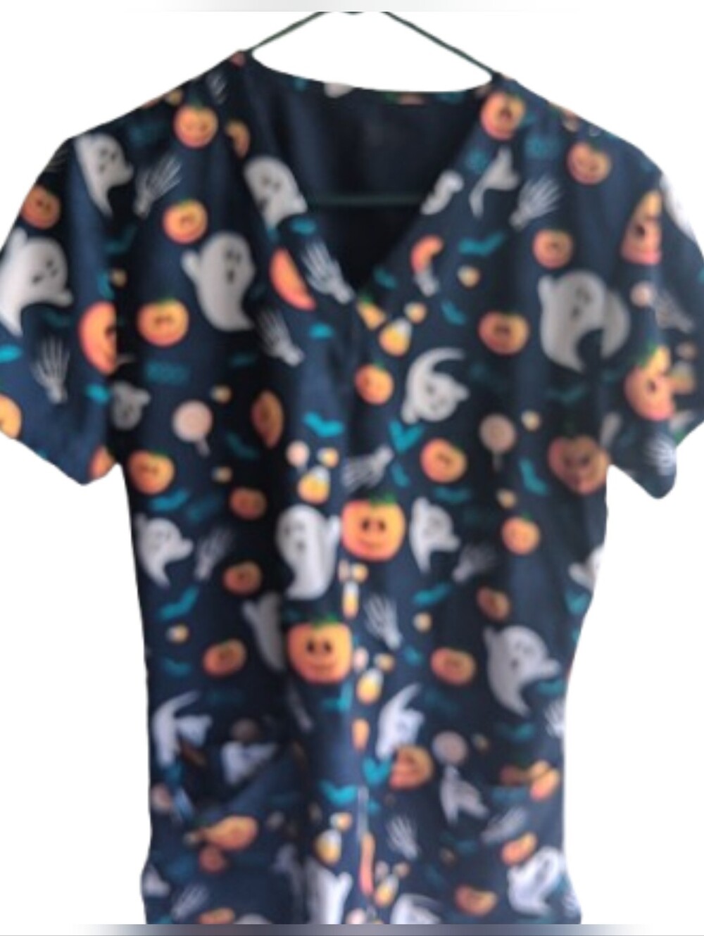 Halloween Navy Blue Medical Scrub Top